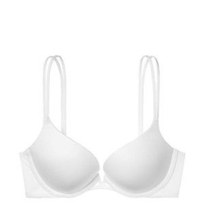 New 32D VERY SEXY PUSH-UP BRA WHITE Padded Satin